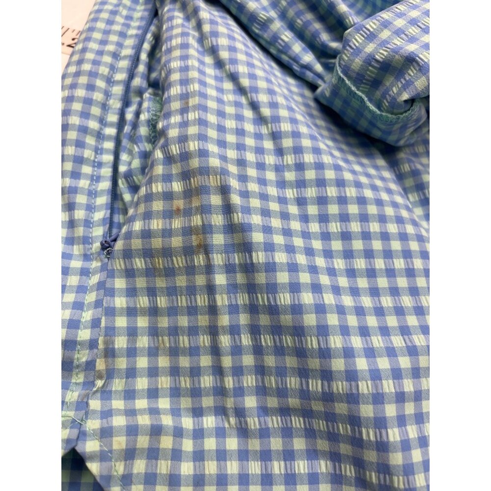 L.L.Bean Womens Medium Button-Up Gingham Shirt Blue & Green Long Sleeve 23i - Picture 10 of 12